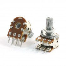 2Pcs B20K 20K Ohm Adjustable 8mm Shaft PCB Mounted Linear Dual Potentiometer
