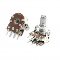 2Pcs B503 50K Ohm Adjustable 8mm Shaft PCB Mounted Linear Dual Potentiometer