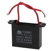 AC 450V 4uF 50/60Hz 2 Wire Lead Rectangle Shape Motor Run Capacitor CBB61