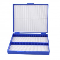 Royal Blue Plastic Rectangle Shape Hold 100 Microslide Slide Microscope Box