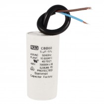 Washers CBB60 AC45OV 5uF 2-wired Motor Running Capacitor White