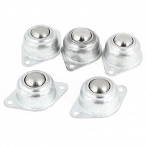 2 Holes Metal Silver Tone Flange Ball Transfer Unit Mounted Bearings 5pcs