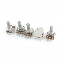5Pcs B100K 100K Ohm 13mm Metal Rotating Shaft Rotary Audio Taper Potentiometers