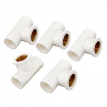 Replacement 1/2PT Threaded to 20mm Tee Pipe Tube Connector White 5 Pcs