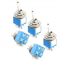 5pcs AC 6A 125V DPDT 2 Position ON/ON Locking Rocker Toggle Switch