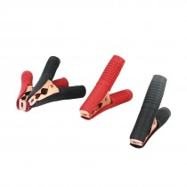 4Pcs 50A Black Red Plastic Coated Handle Car Truck Battery Alligator Clip