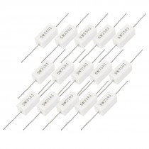 15 Pcs White Rectangle Axial Lead Cement Resistor 25 Ohm 5W