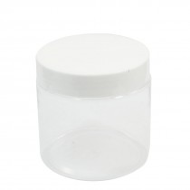 200mL 60mm Dia Wide Mouth Clear Cylinder Body White Cap Plastic Widemouth Jar