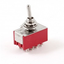 AC 5A/125V 12 Pin SPDT On-On Latching Mini Toggle Switch Red