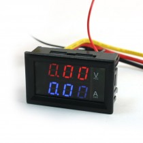 Red Blue LED 7-Segment 3-Bit Dual-Display Ammeter Voltmeter DC 100V 2A