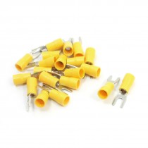 20pcs Yellow Pre Insulated Fork Terminal for 8 Bolt AWG 12 10 Wire