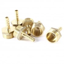 6pcs 1 2pt Male Thread 6mm Air Gas Hose Barb Fitting Coupler Adapter Gold Tone