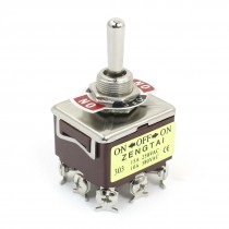 AC 380V 10A ON-OFF-ON 3 Positions 9 Pin Latching Toggle Switch 3PDT Brick Red