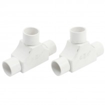 20mm T Shaped 3 Ways Tee Pipe White PVC Electric Conduit Cable Connector 2Pcs