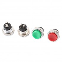 4pcs 2 Pins Green Red Head Momentary Pushbutton Switch SPST AC125V 3A/250V 1.5A
