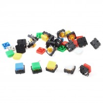 20pcs 12x12x7.3mm 4Pin DIP Through Hole Mount Momentary Tact Switch w Square Cap