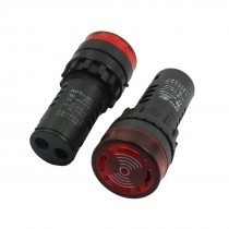 2Pcs Industrial 28mm Red LED Signal Pilot Lamp Light w Buzzer AC/DC 24V