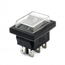 AC250V 16A 125V 20A DPDT 6Pin 2-Position Rocker Switch w Waterproof Cover