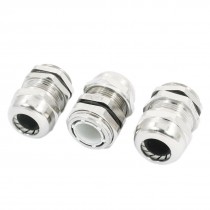 3pcs PG11 Silver Tone Metal Waterproof Cable Gland Connector for 5-10mm Wire