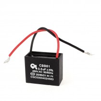 AC 450V 50/60Hz 3.5uF 2 Wired Metalized Polypropylene Film Motor Capacitor Black