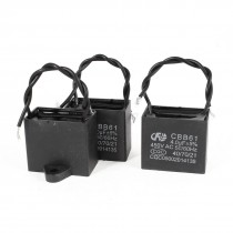 2 PCS CBB61 450V 4uF Double Wire Leads Rectangle Non Polar AC Motor Capacitor