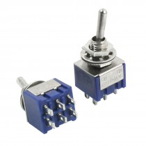 DPDT ON/ON 2 Position 6 Pin Electric Part Toggle Switch AC 125V 6A Blue 2pcs
