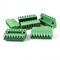 Green 8 Pin 3.96mm Right Angle Pluggable Terminal Block 300V 10A 5 Pairs