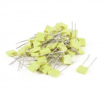 50 Pieces 100V 0.1uF 100NF 10% Radial Lead Box Type Correction Capacitors Yellow
