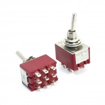 3PDT ON/ON 2 Position Circuit Control Toggle Switch AC 125V 5A Red 2pcs