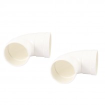 2 Pcs White PVC 75mm Inner Dia 90 Degree Design Pipe Tube Connector