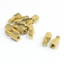 10pcs M3 x 6mm Male Thread PC Board Brass Hexagonal Hex Threaded Spacer