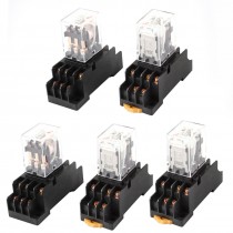 AC24V Coil 3PDT 11Pin Red LED General Purpose Power Relay 5Pcs w Socket
