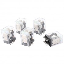 HH52PL DC 220V Coil 8 Pins DPDT Green LED Indicator Light Power Relay 5 Pcs