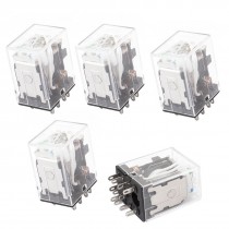 HH53PL DC 12V Coil 11 Pins 3PDT Green LED Indicator Lamp Power Relay 5 Pcs