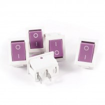5Pcs KCD1 AC 250V 6A 125V 10A 2Pin SPST Power ON/OFF Panel Rocker Switch Purple