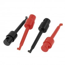 Red Black Plastic Electrical Testing Lead Wire Hook Clip Connector 4 Pcs