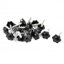 20Pcs 25mm Dia Star Shaped Head M6x30mm Male Thread Clamping Screw Knob