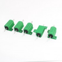 5 Pcs Green Heatsink Aluminum Housed 25Watt 3.9Ohm Wirewound Resistors