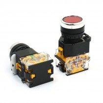2Pcs Ui 380V Ith 10A 22mm Thread DPST Momentary Red Head Push Button Switch