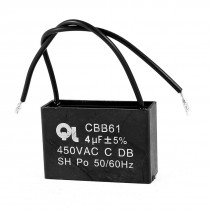 AC 450V 50/60HZ 4uF Two Wires Motor Running Capacitor Black