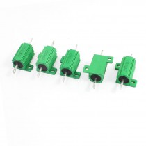 5 Pcs 300 Ohm 25Watt Aluminium Clad Wire Wound Resistors Green