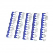 16A 12-Postion Fork Pre Insulated Barrier Terminal Strip Blue 5 Pcs