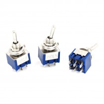 3 Pcs Switching Light Toggle Switch 3 Positions 6Pins DPDT AC 125V 6A