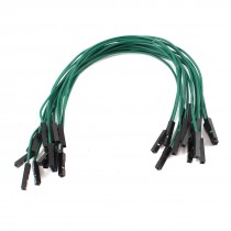 15 Pcs 20cm Length Double Head 1pin Female Jack Connector Jumper Cable Green