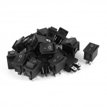 AC 250V 10A 125V 6A 4 Termials DPST ON/OFF 2-Positions Rocker Switch Black 20Pcs