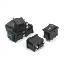 6Pcs Black AC 250V 6A AC 125V 10A DPDT Panel Mounting Boat Rocker Switch