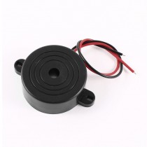 Industrial Black Red Cable Continuous Sound Electronic Buzzer DC 3-24V 42mmx16mm