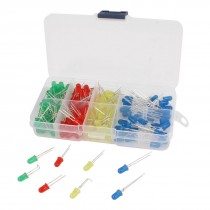 160 Pcs 2 Pins 5mm Round Yellow Green Blue LED Light Emitting Diode 3V