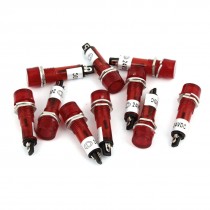 10 Pcs DC 24V 9mm Red Power Illuminated Signal Indicator Light Pilot Lamp