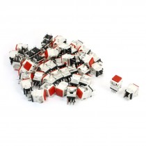 50 Pcs DPDT 6-Pin Self-setting Momentary Control Red Cap Push Button Switch